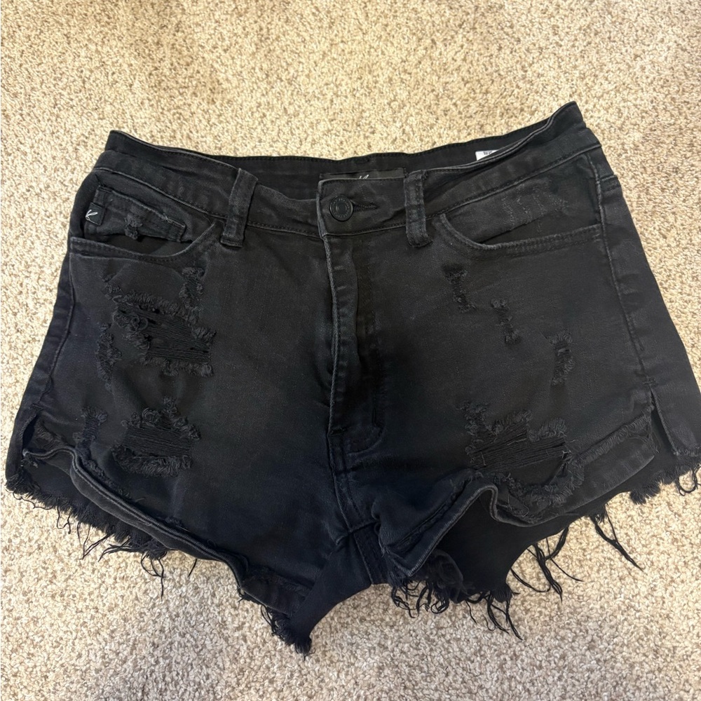 Kancan Black Distressed Women Shorts, Size 28